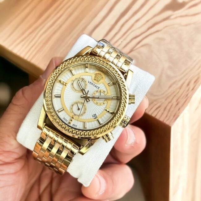 Versace Bi-Compax Chronograph Gold Watch