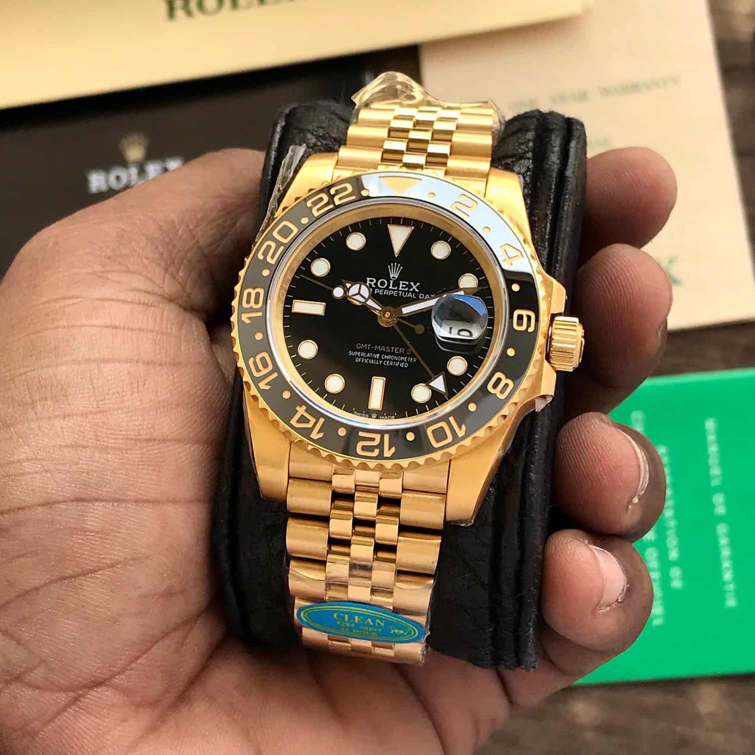 Rolex GMT Master || Full Gold Swiss ETA Movement 3255 Clean