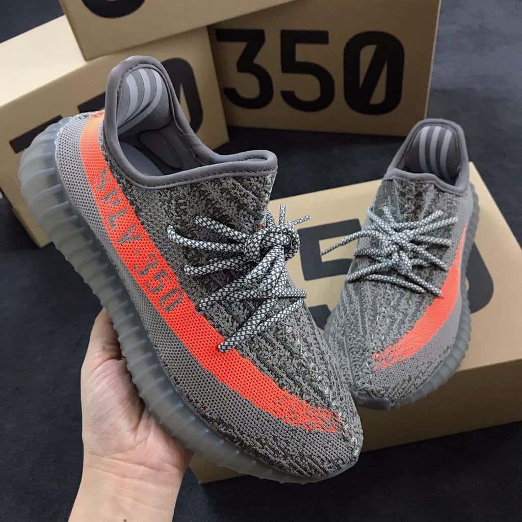 Adidas Yeezy Boost 350 V2 Grey Orange Sneakers