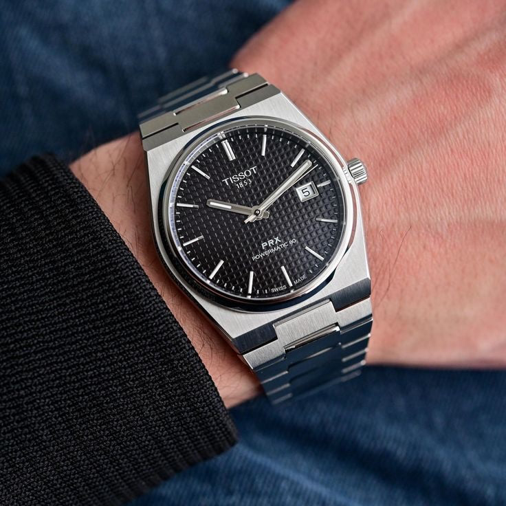 Tissot Poweromatic PRX Authentic Silver Black Dial Automatic Mens Watch
