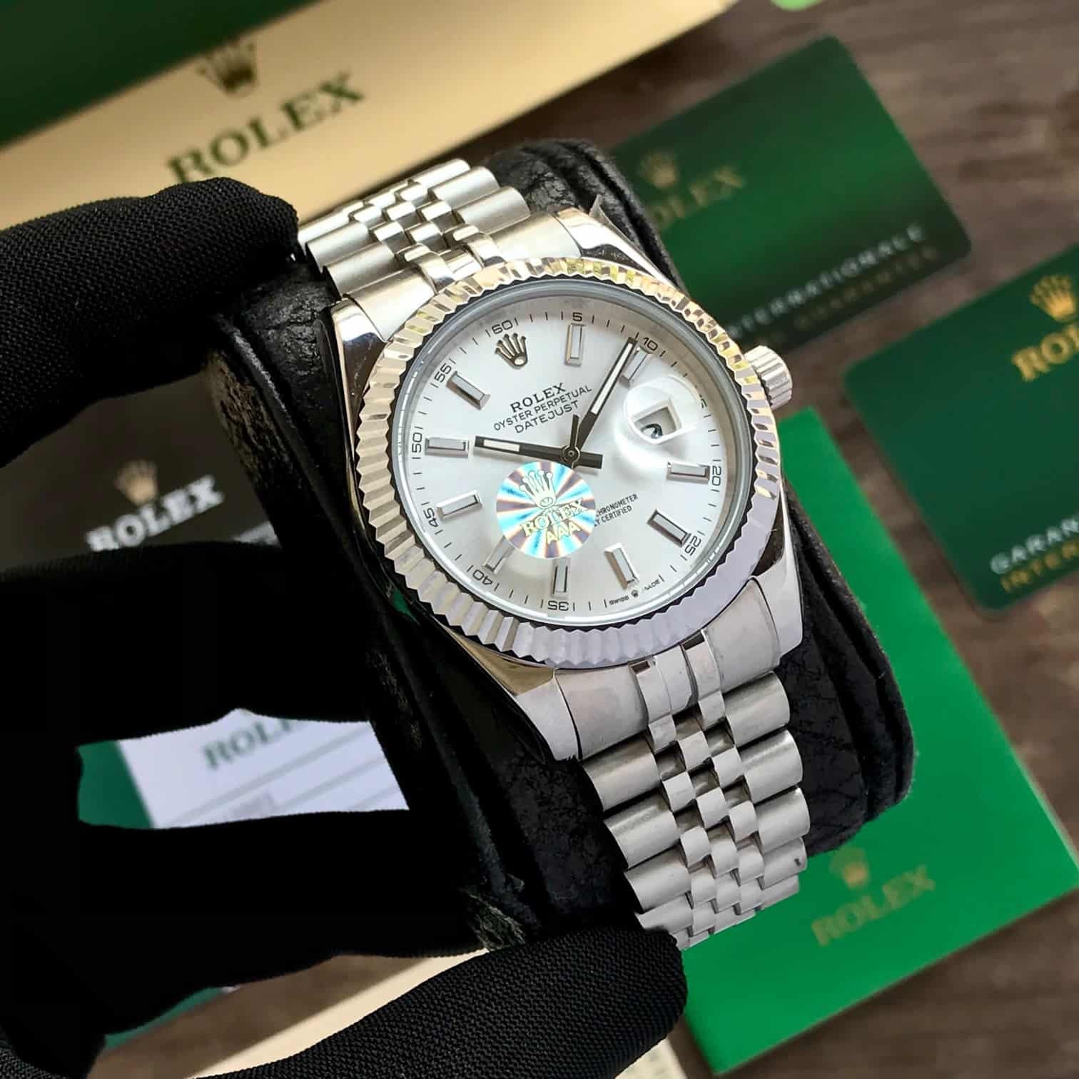 Rolex Date Just 41 Silver White Dial Jubli Chain Belt Japanese Automatic Men’s Watch