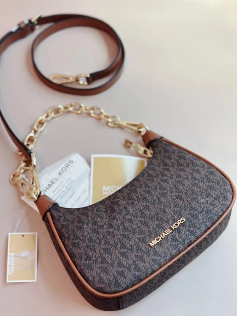Michael Kors Jet Set Brown Charm Pochette With Box