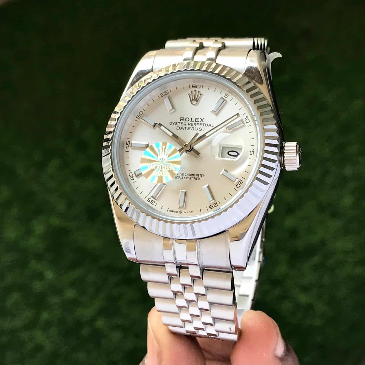 Rolex Date Just 41 Silver White Dial Jubli Chain Belt Japanese Automatic Men’s Watch