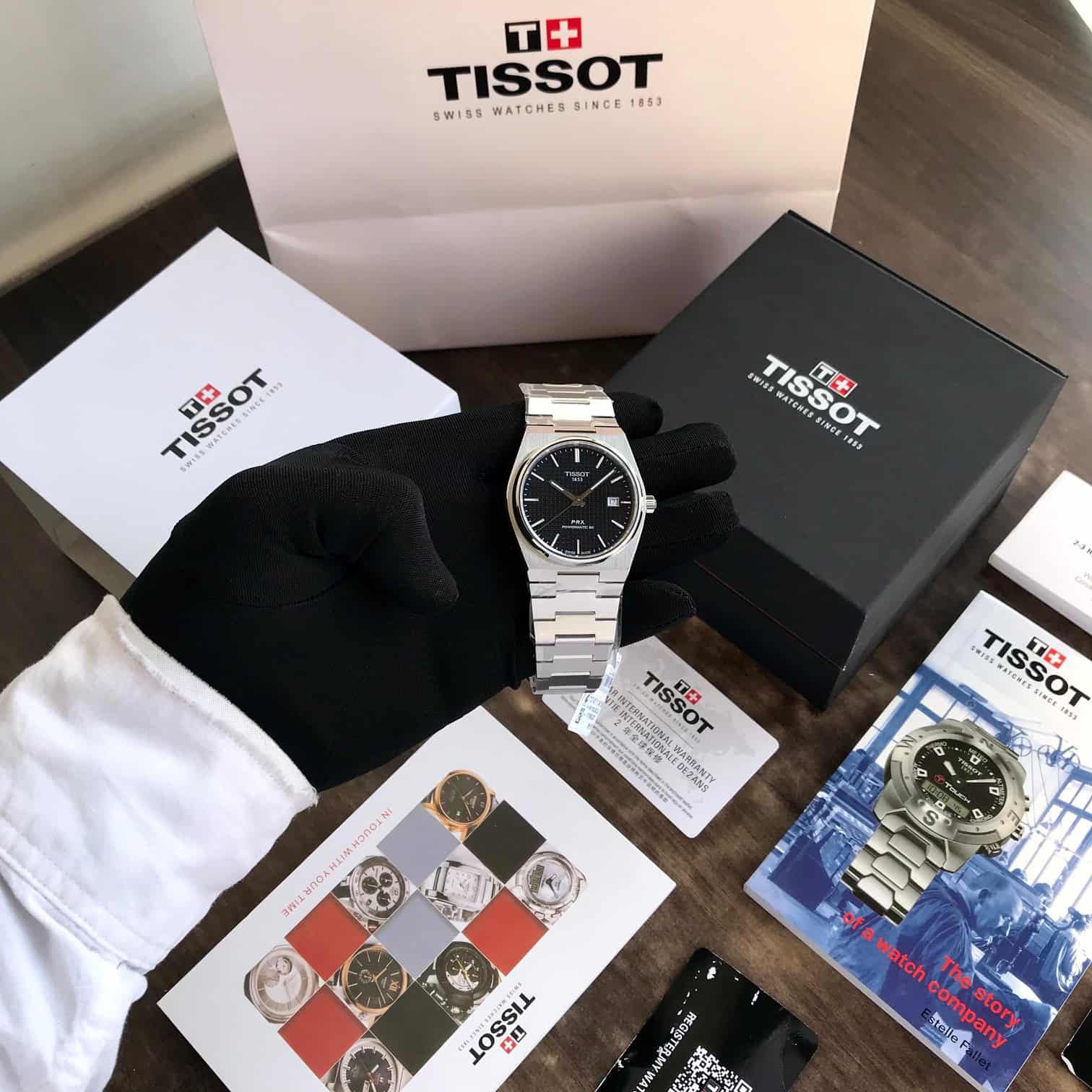 Tissot Poweromatic PRX Authentic Silver Black Dial Automatic Mens Watch