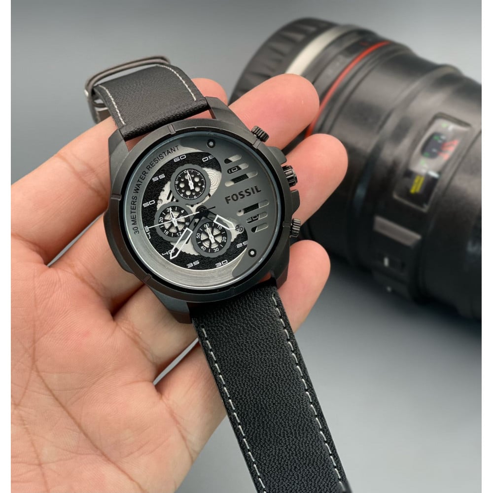 Premium Black Classic Leather Strap Watch » Mega Fashion