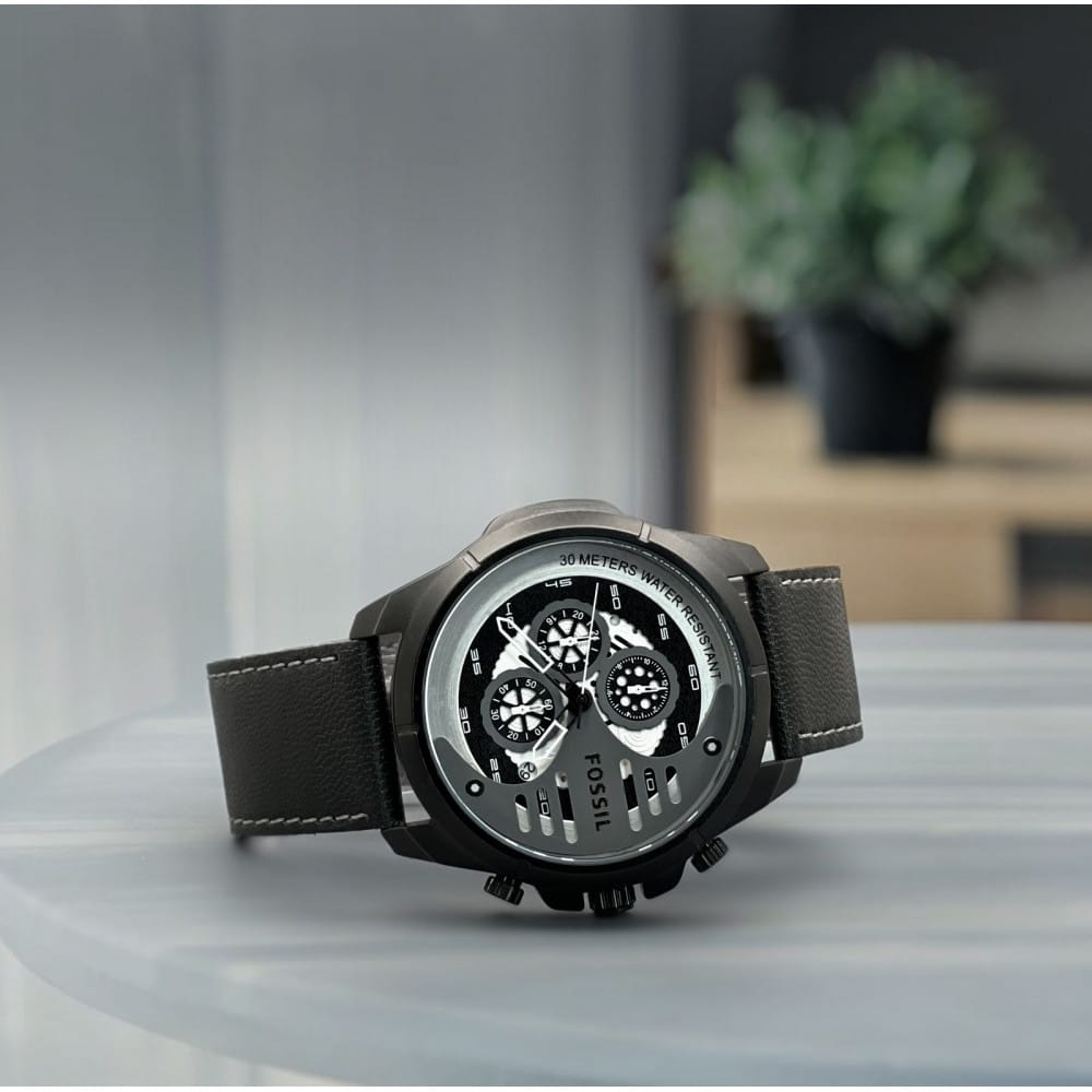 Premium Black Classic Leather Strap Watch » Mega Fashion