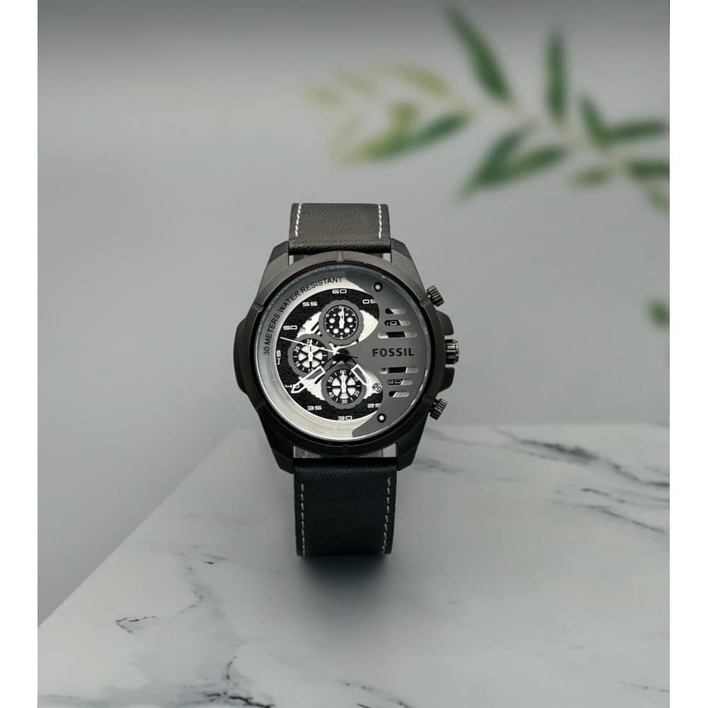 Premium Black Classic Leather Strap Watch » Mega Fashion