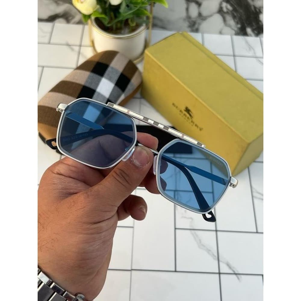 Sliver Blue Burberry Sunglasses For Men