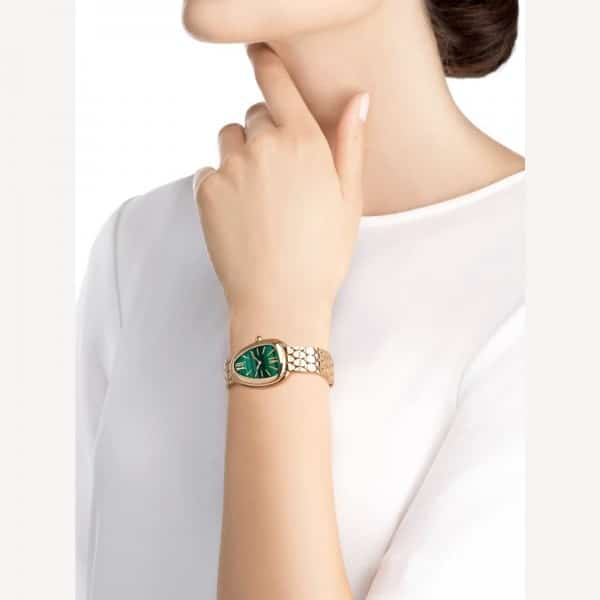 Bvlgari Watch For Lady Green Black Dial
