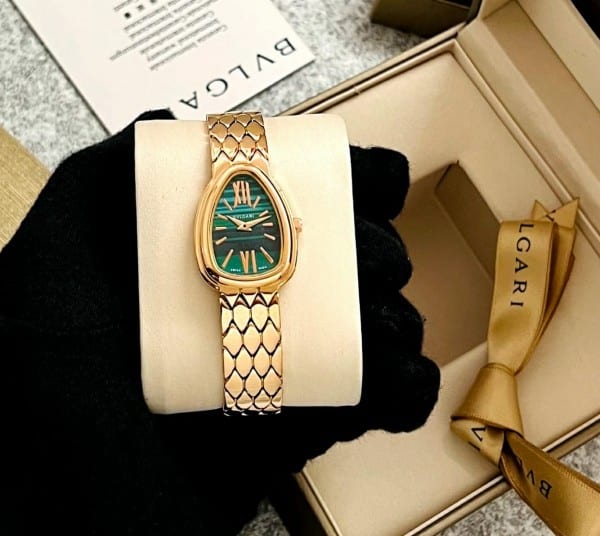 Bvlgari Watch For Lady Green Black Dial