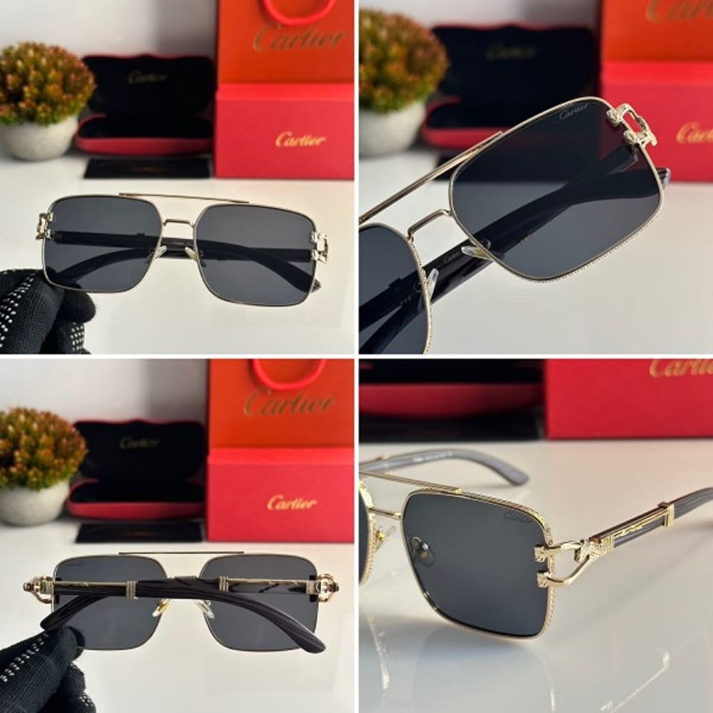 Gold Black Cartier Sunglasses For Men