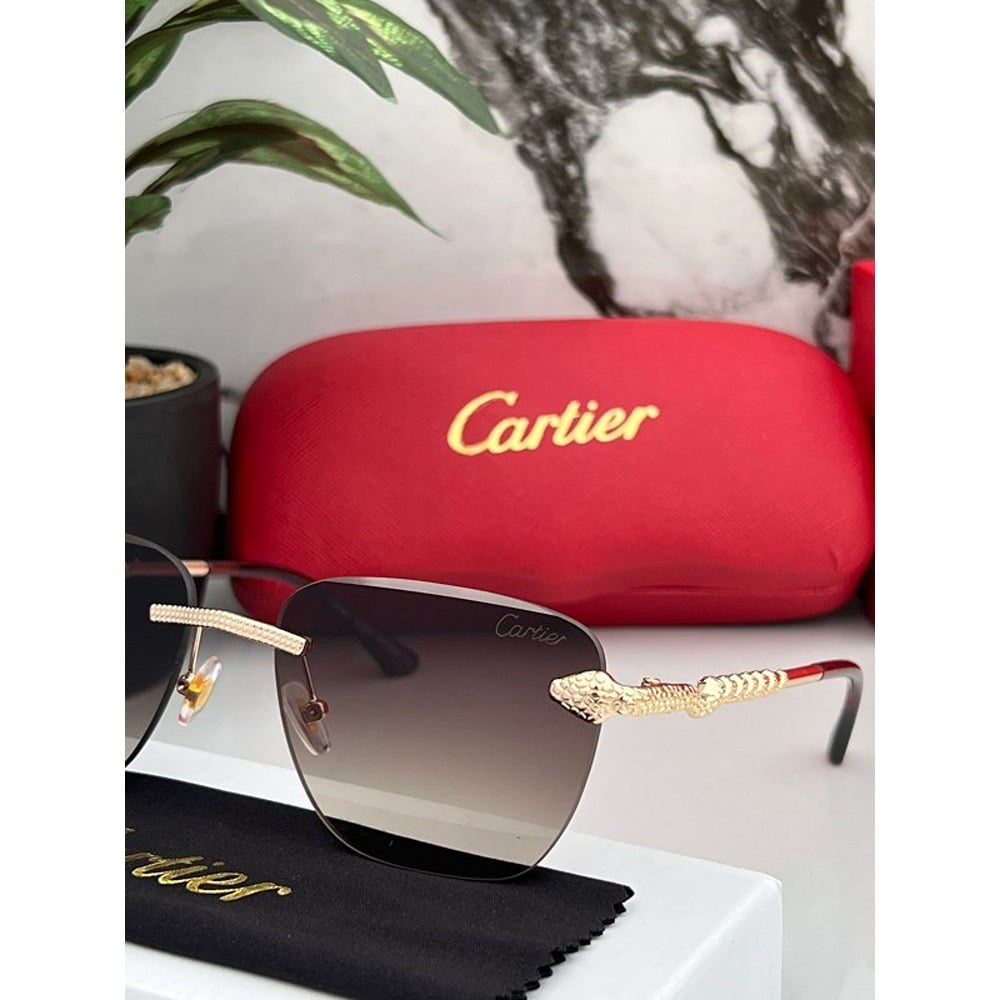 Cartier Sunglasses For Men Gold Brown