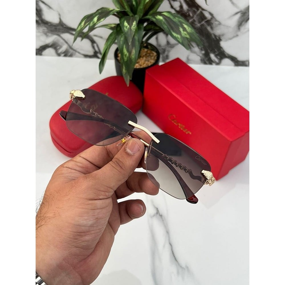 Cartier Sunglasses For Men Gold Brown