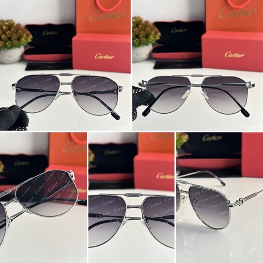 Cartier Sunglasses Sliver Black For Men