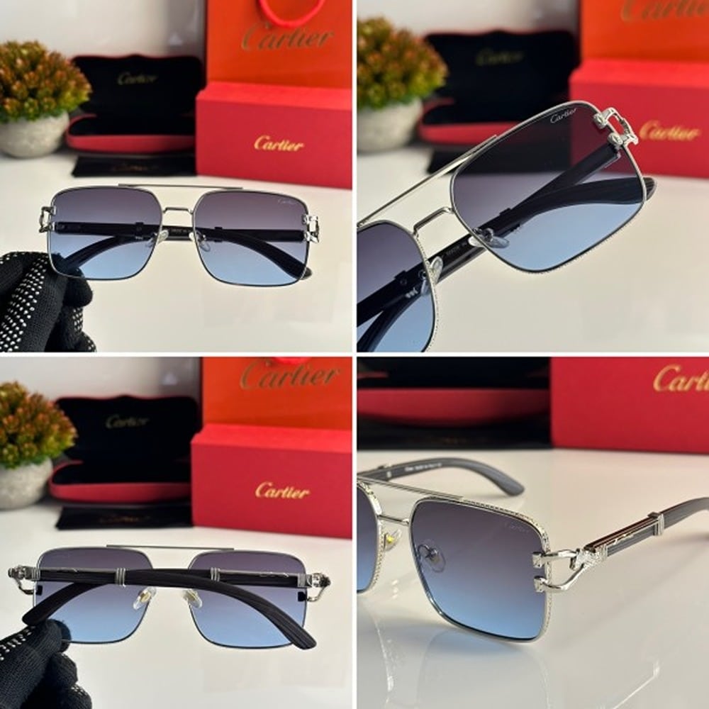 Cartier Sunglasses For Men Sliver Blue