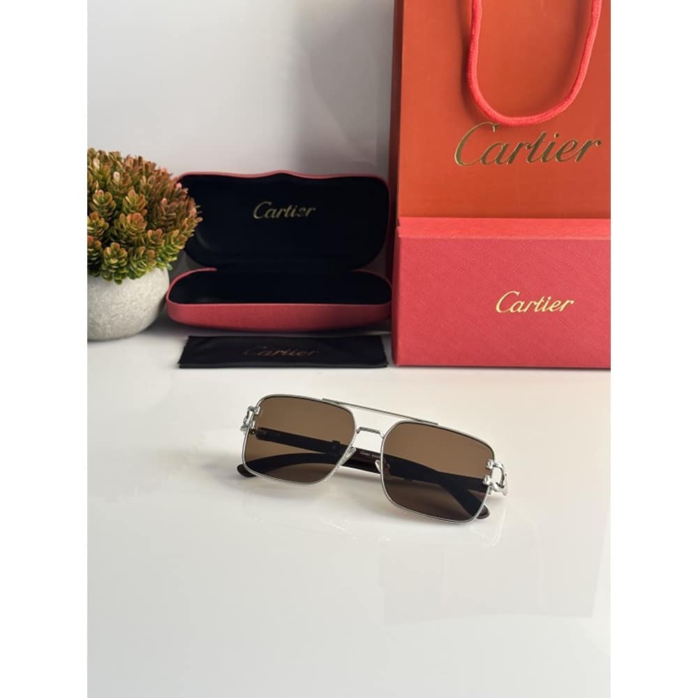 Cartier Sunglasses For Men Sliver Brown