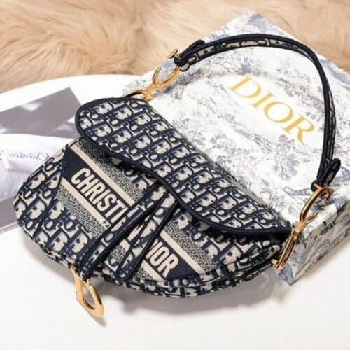 Christian Dior Lady Bag Saddle Bag Oblique Embroidery With OG Box & Dust Bag