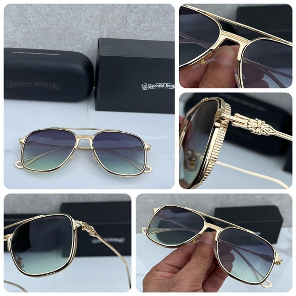 Chrome Hearts Sunglasses Green Gold For Men