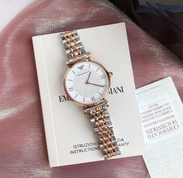 Emporio Armani Watch For Lady White Round Dial