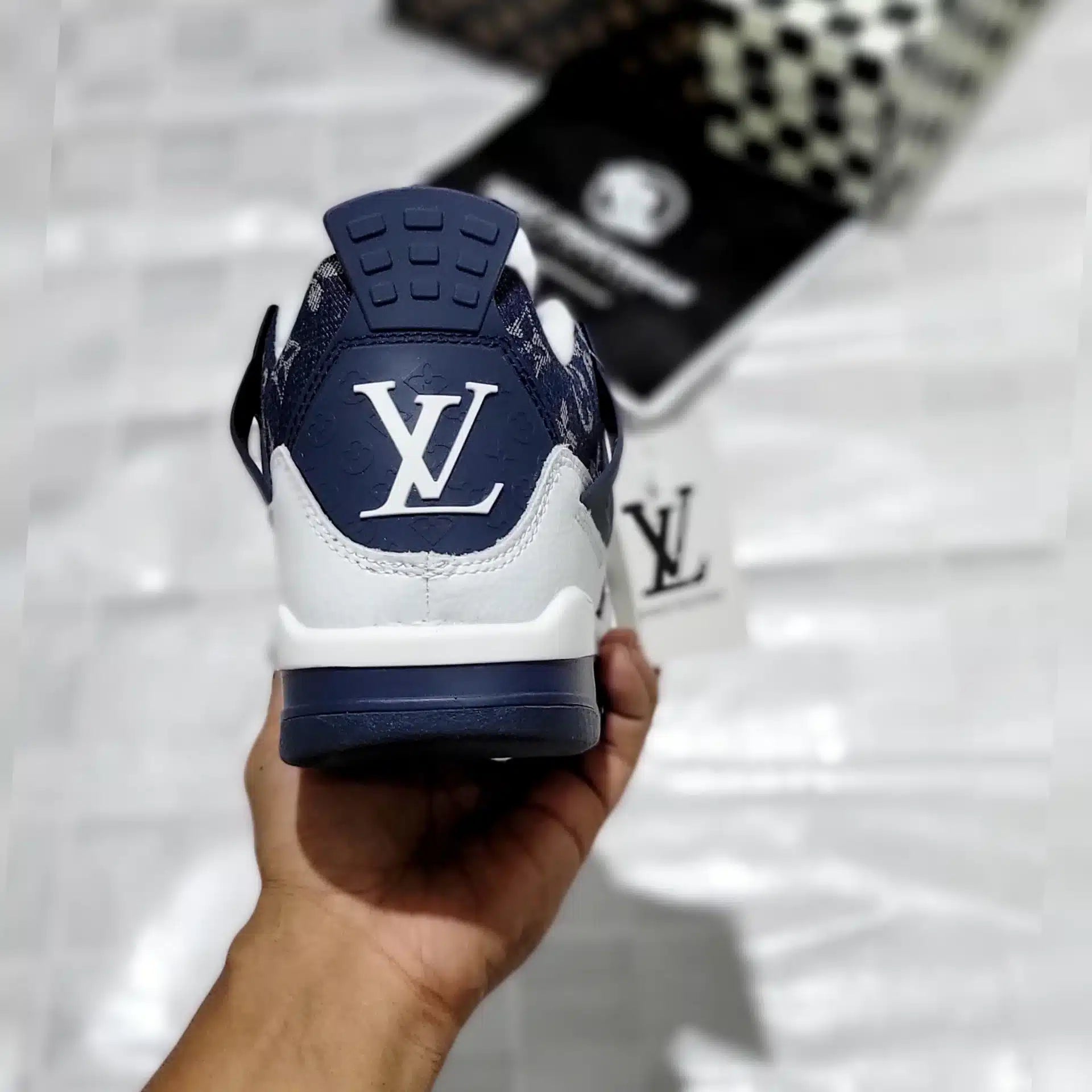 Nike Retro 4 Louis Vuitton Blue Sneakers