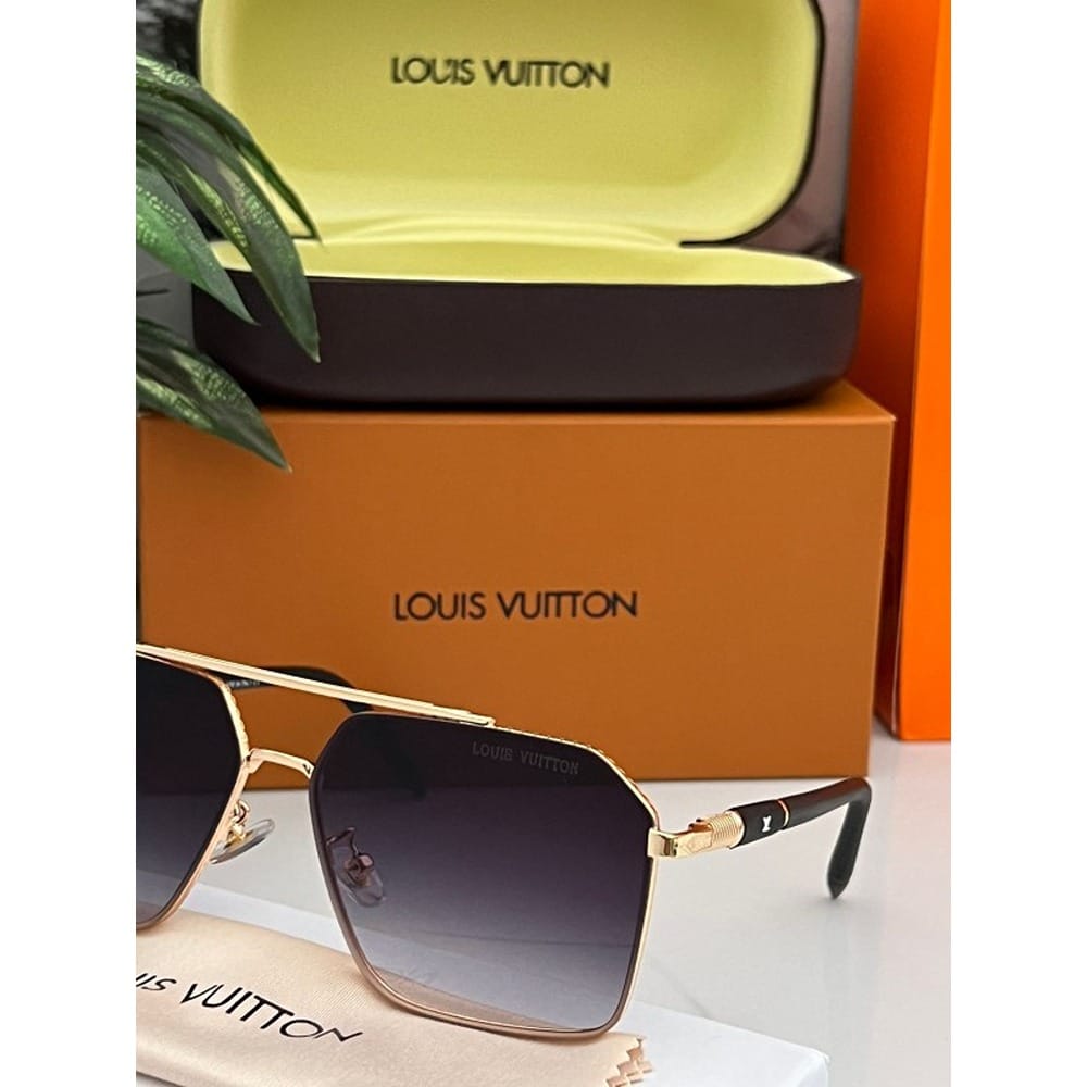 Men Louis Vuitton Sunglasses, Gold Black
