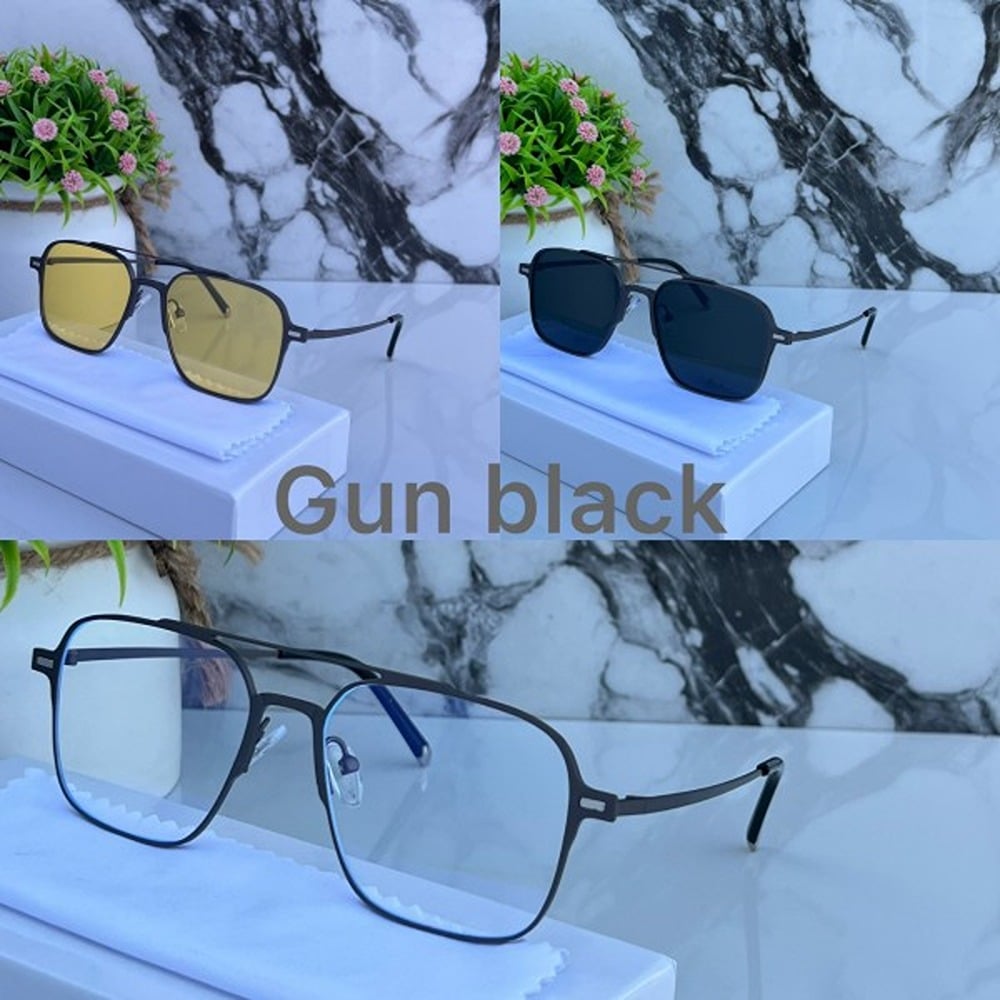 Gun Black Metal Attachment Sunglasses For Men