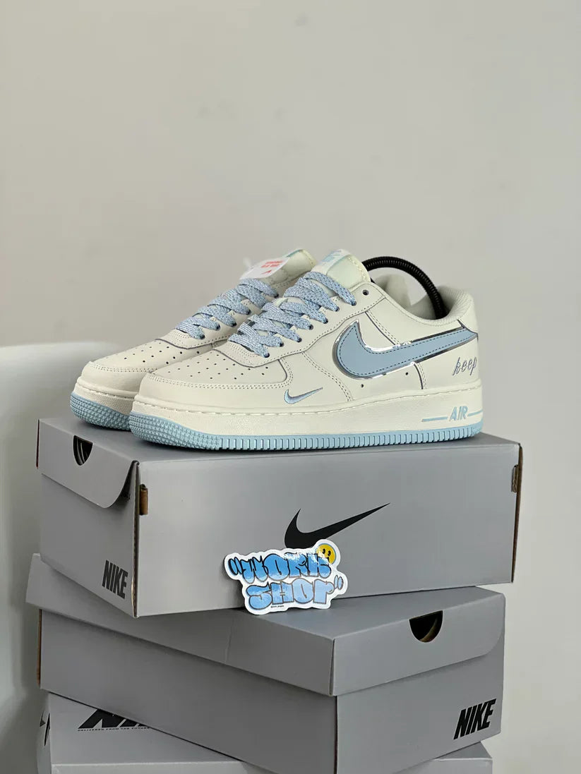 Airforce 1 Beige Blue Sneakers