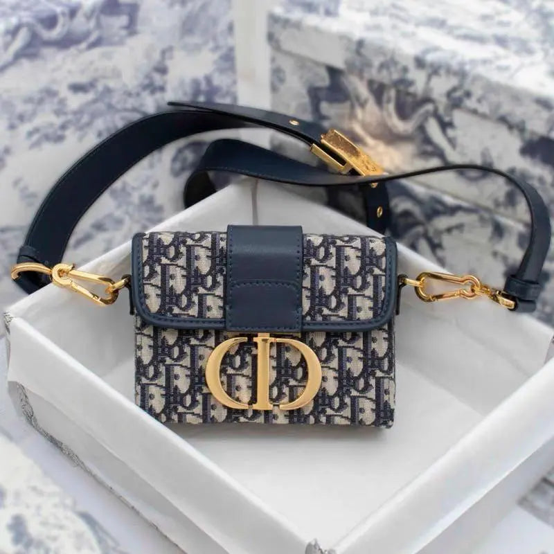 Christian Dior 30 Montaigne Blue Sling Bag With Box