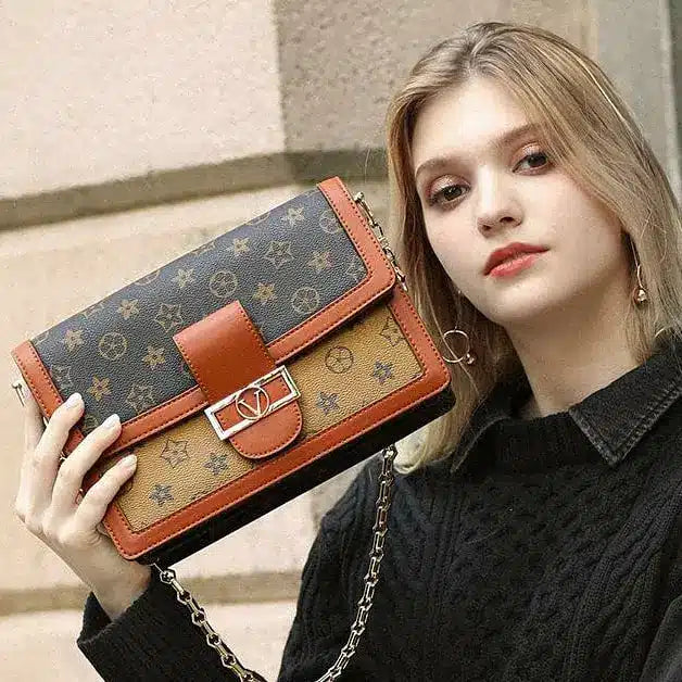 Vuitton Dauphine Brown Coffee Shoulder Bag With Box