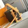 Vuitton Mono Side Trunk Old Flower Handbag With Box