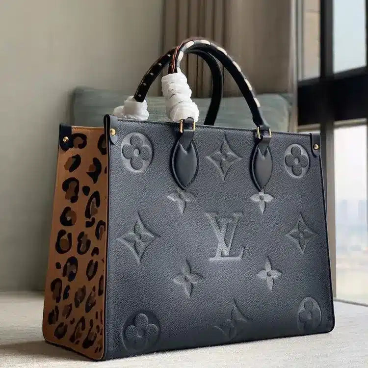 Vuitton On The Go Side Leopard Black Tote Bag