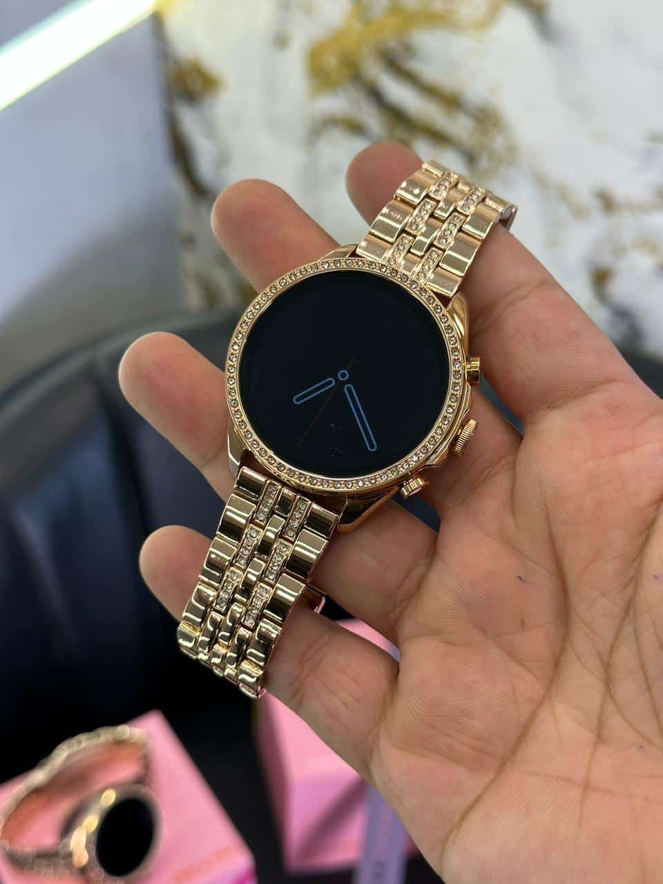 Fossil Watch Diamond Pink Dial, and Diamond Belt