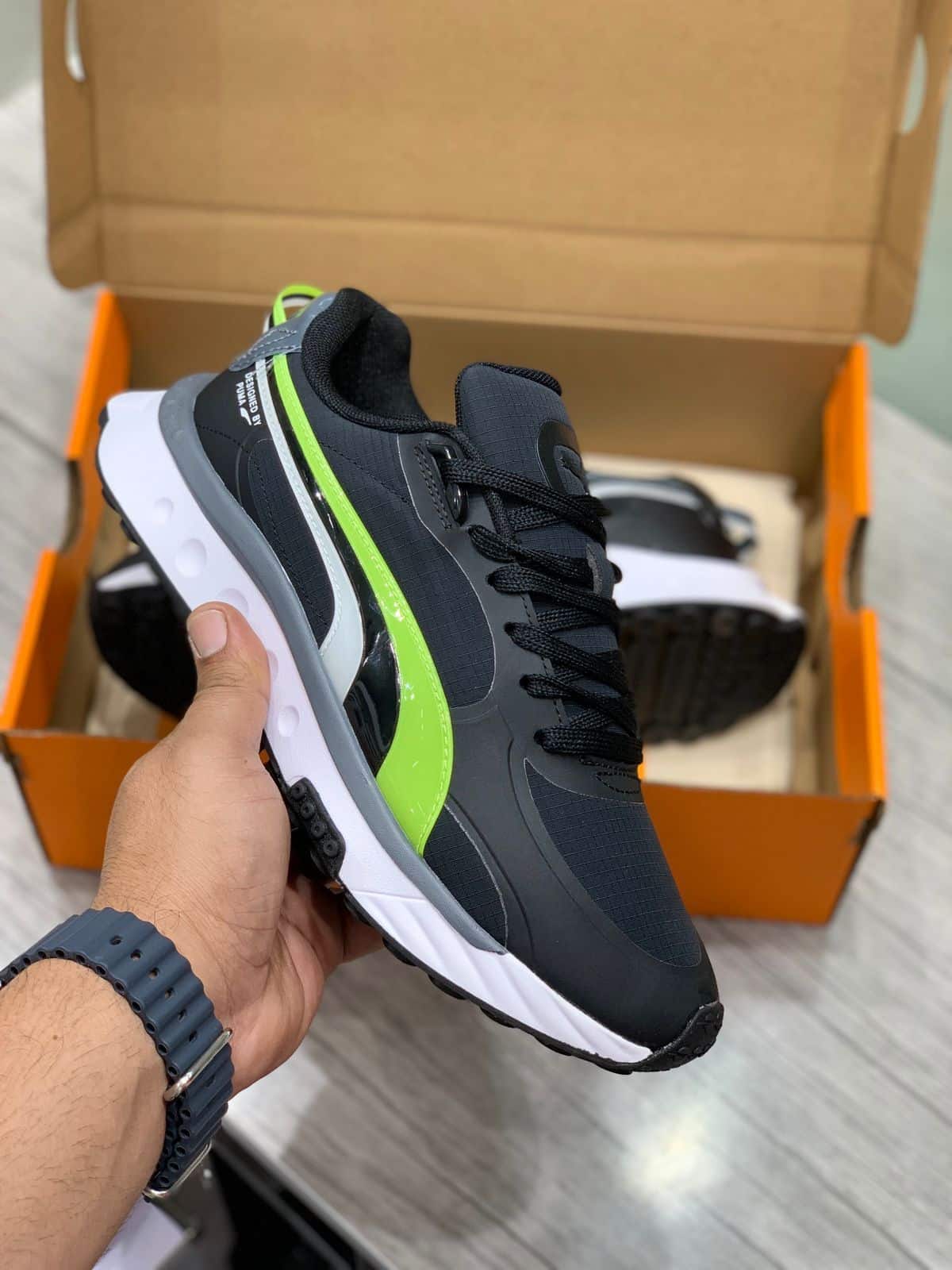 Puma Wild Rider Black Green Running Shoes