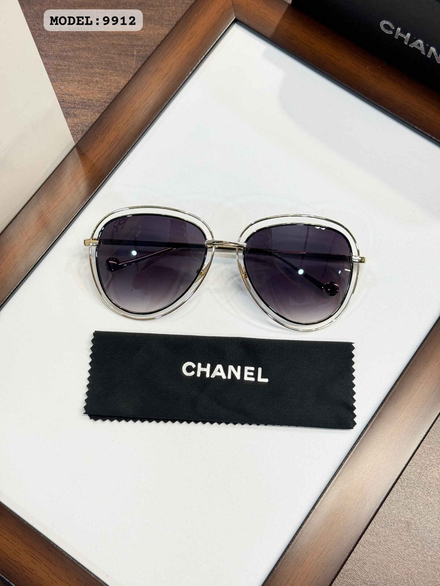 Chanel Wmns 9912 Gold Black Dc Sunglasses