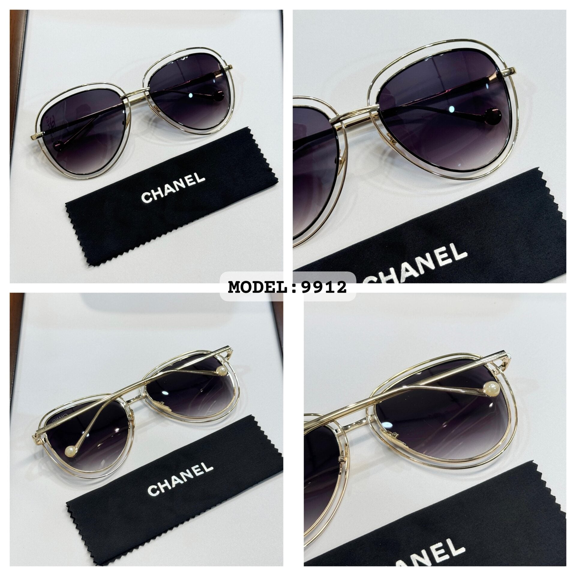 Chanel Wmns 9912 Gold Black Dc Sunglasses