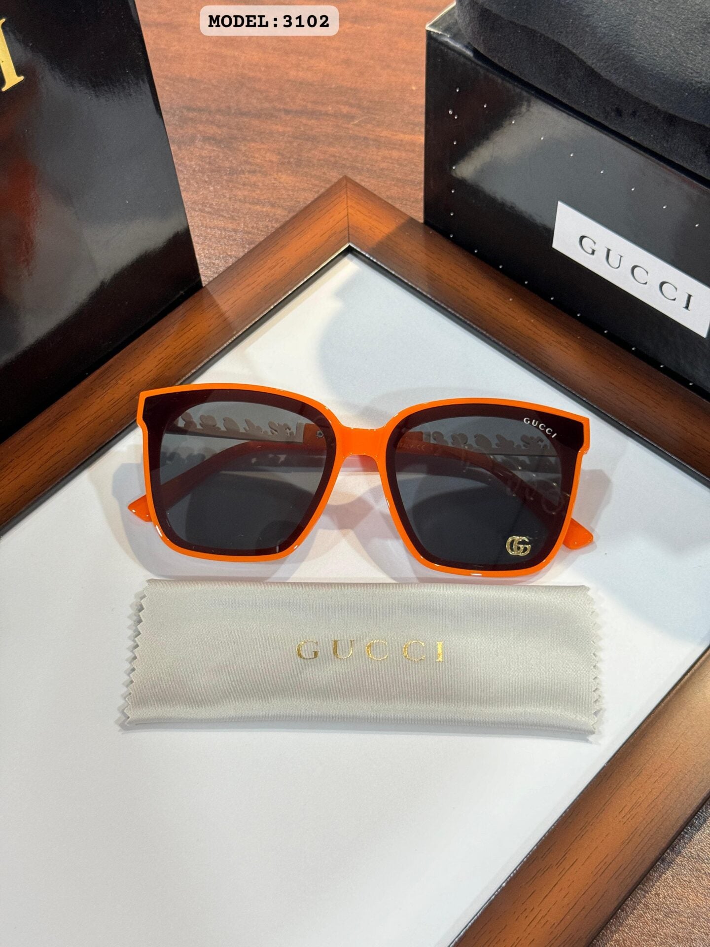Gucci WMNS 3102 Orange Black Sunglasses