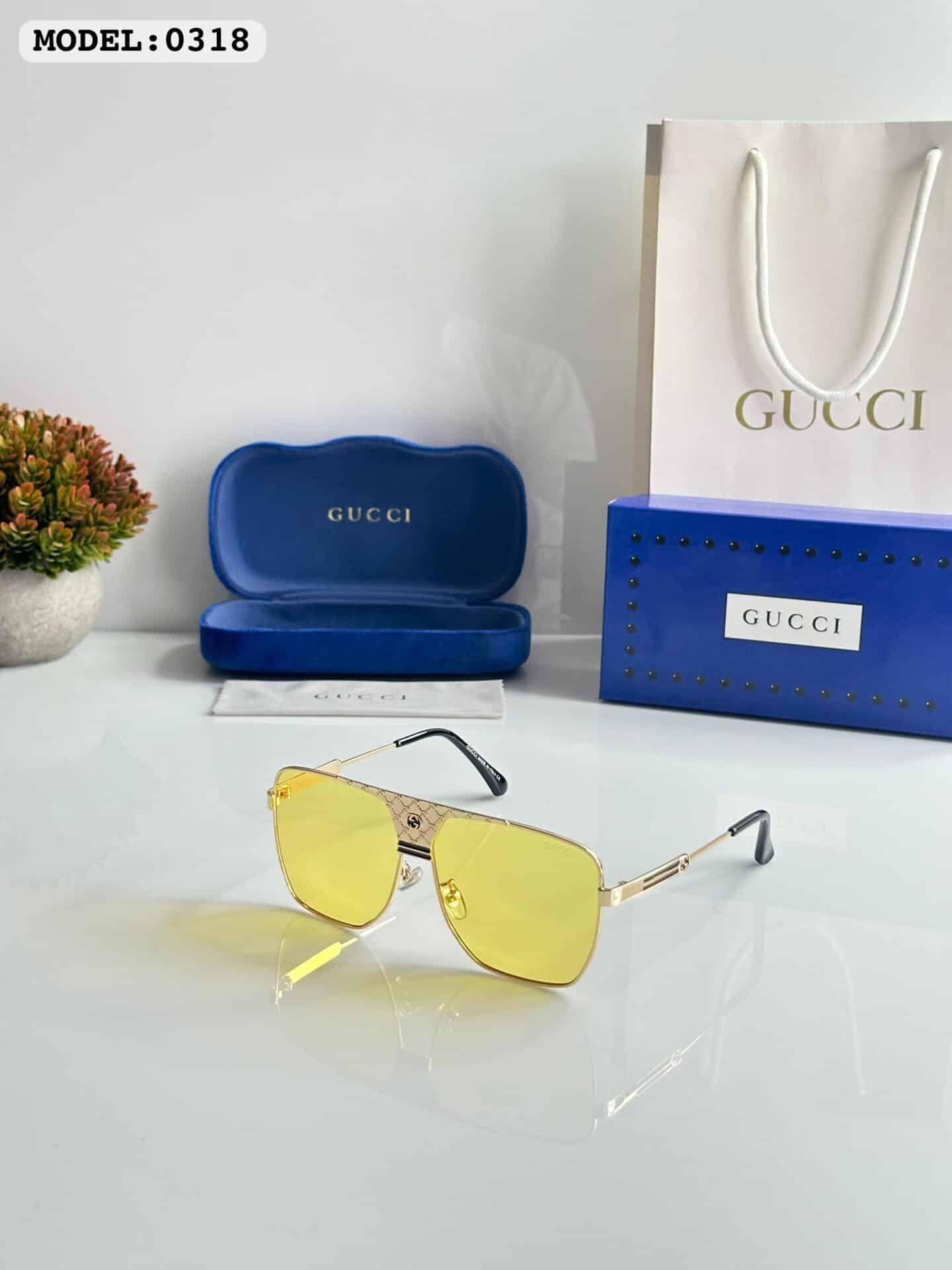 Gucci 0318 Gold Yellow Sunglasses