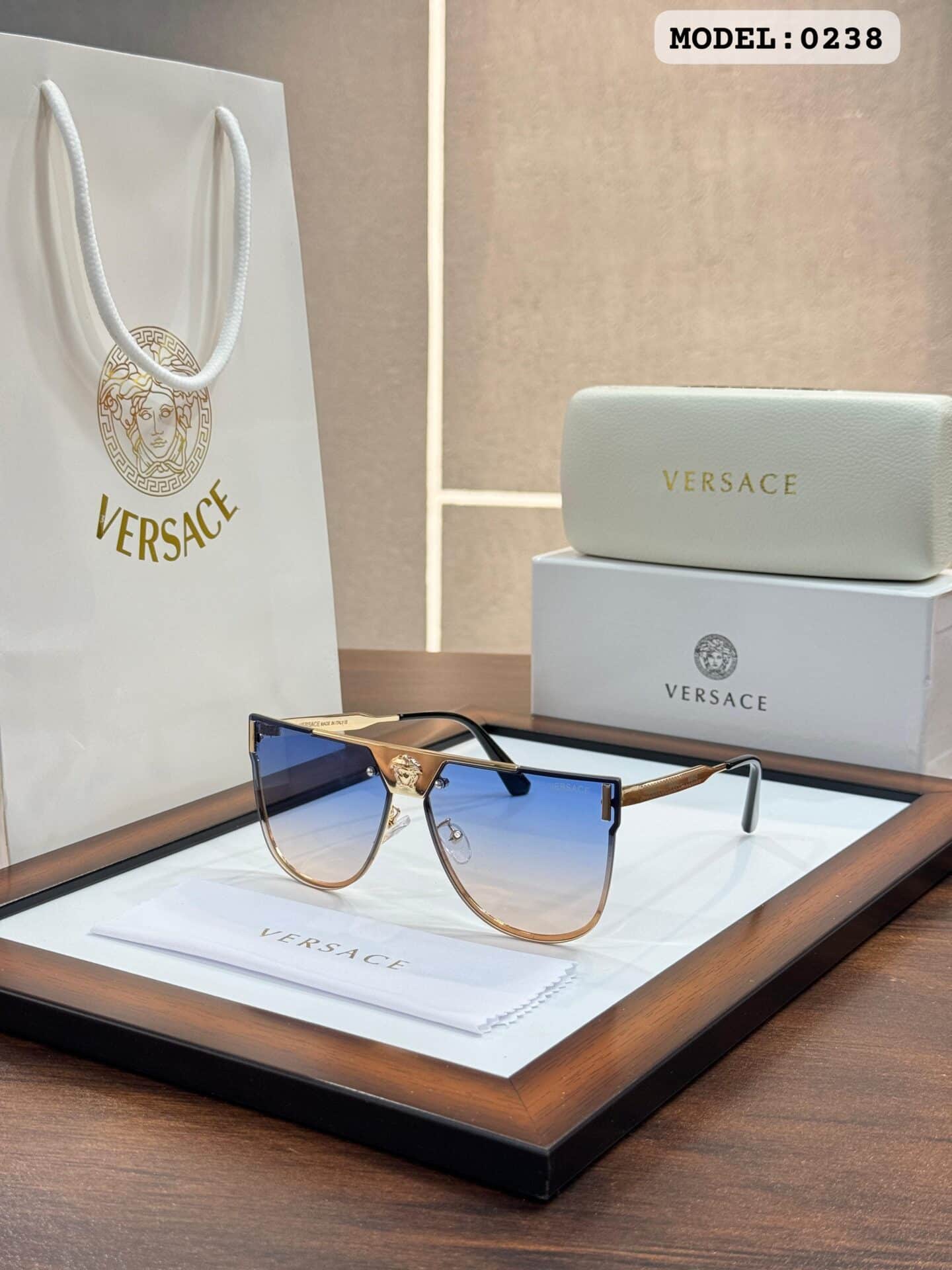 Versace 0238 Gold Blue DC Sunglasses