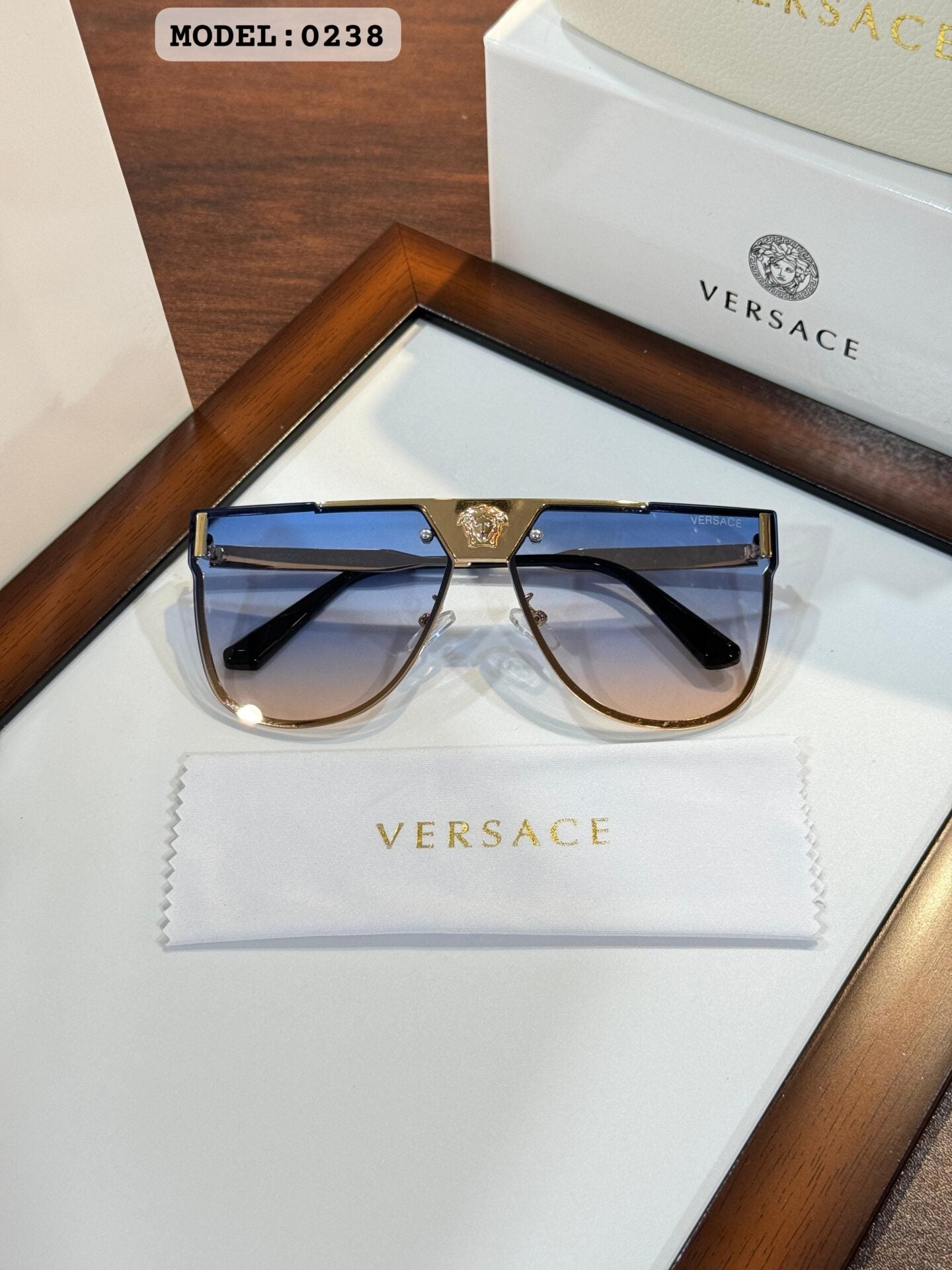 Versace 0238 Gold Blue DC Sunglasses