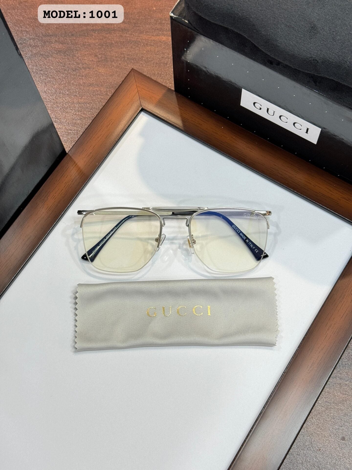 Gucci 1001 Silver Frame Sunglasses