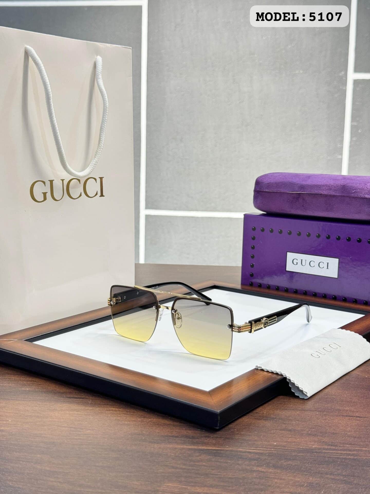 Gucci 5107 Gold Green DC Sunglasses