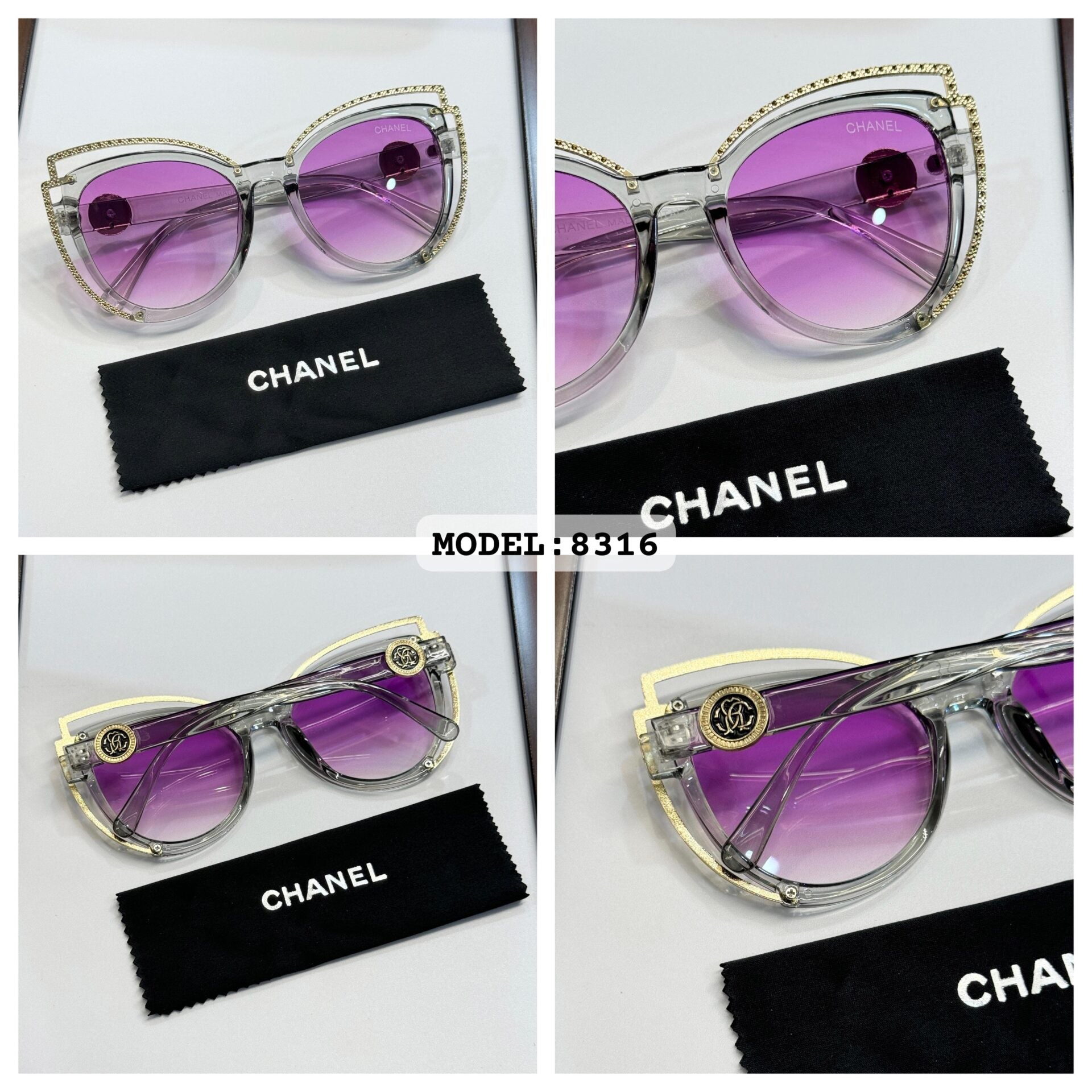 Chanel WMNS 8316 Grey Purple Sunglasses