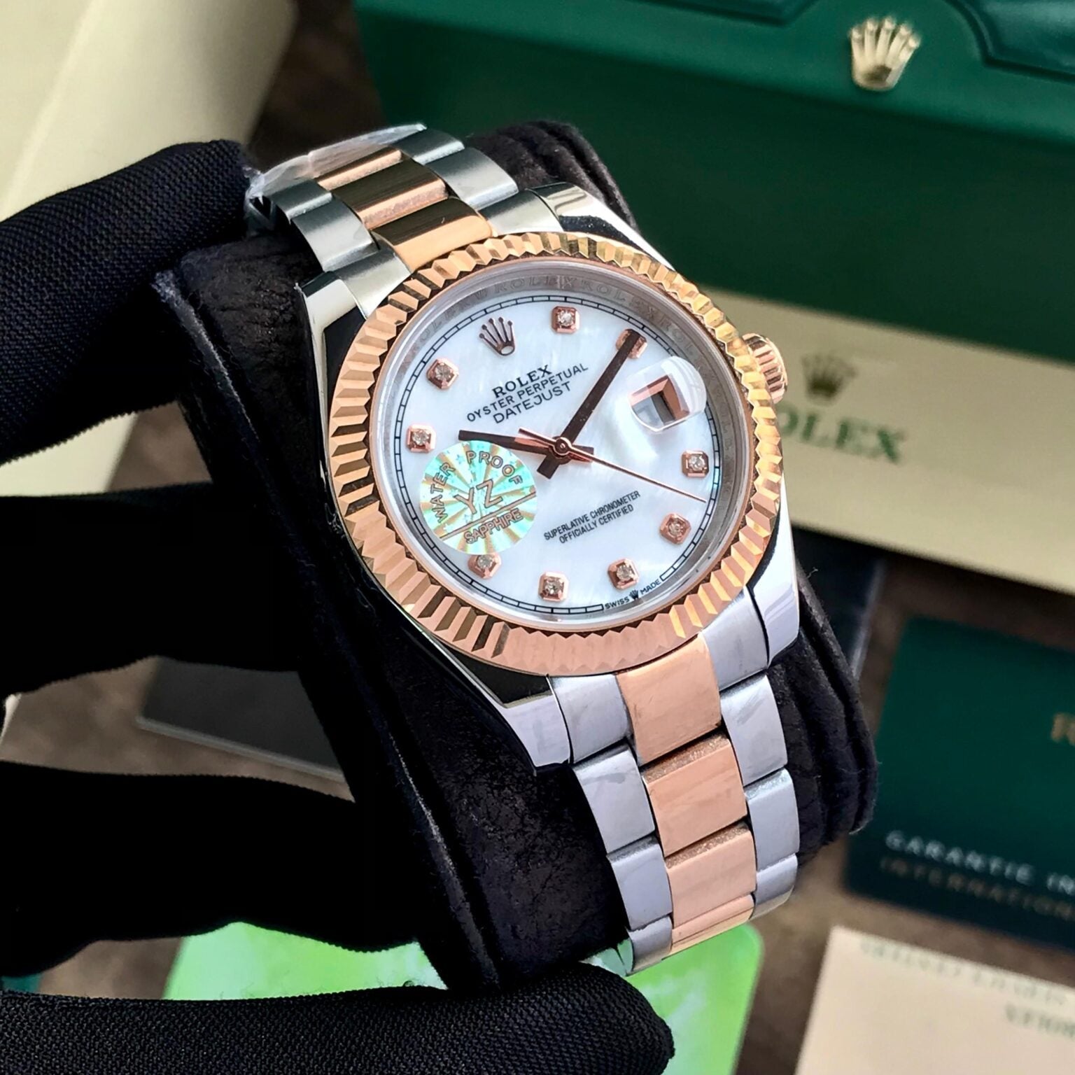 Rolex Date Just 41 Dimond Numbers Automatic Two Tone Mens Watch