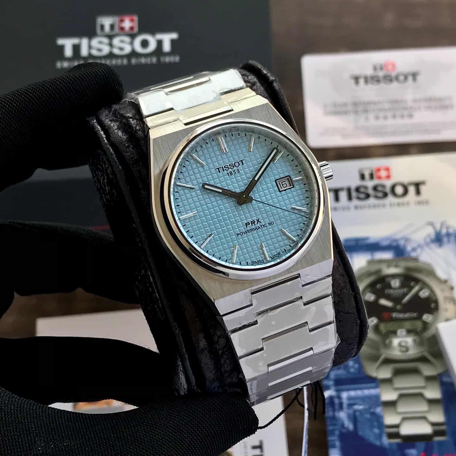 Tissot PRX Poweromatic Steel Ice Blue Tiffany Edition Authentic Mens Watch
