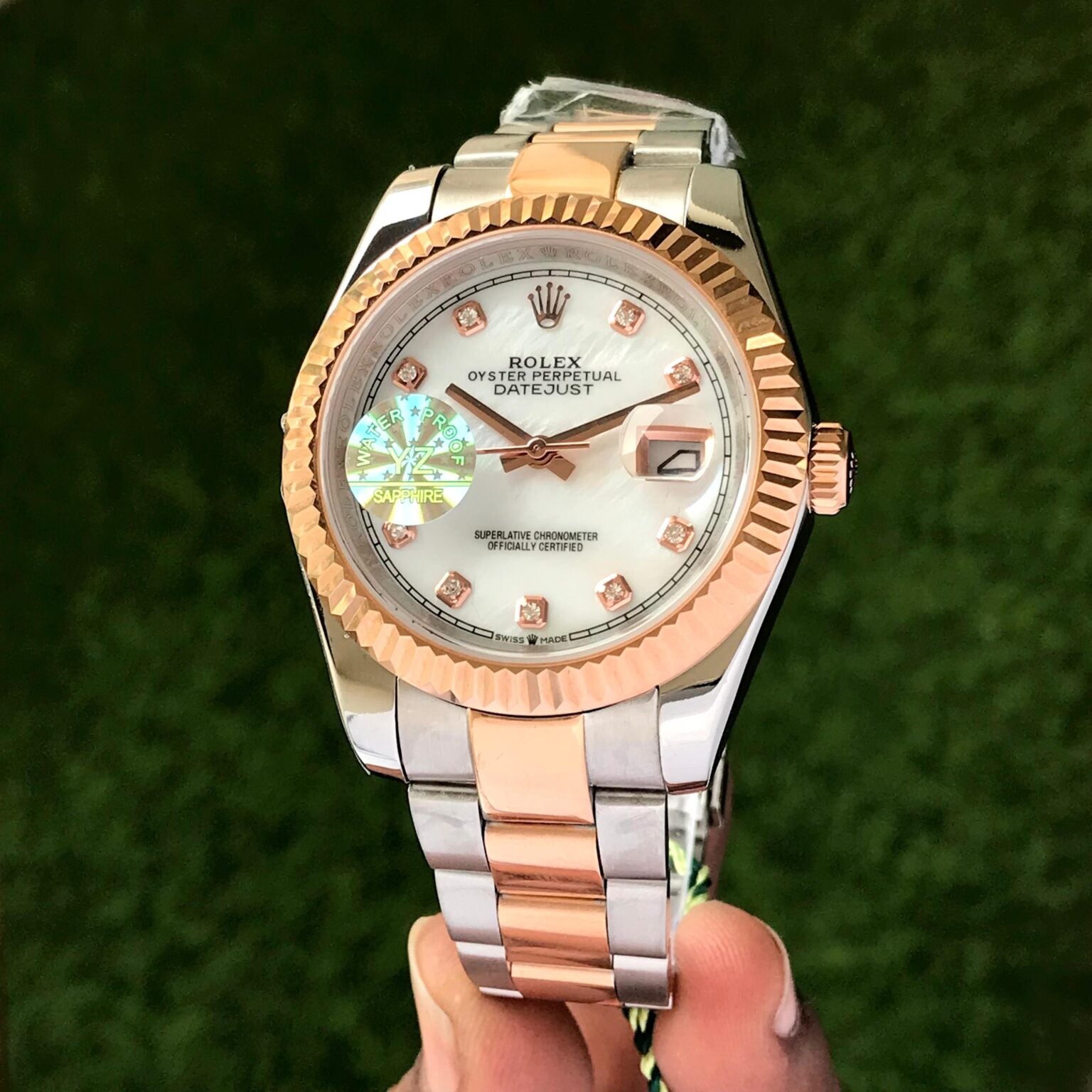 Rolex Date Just 41 Dimond Numbers Automatic Two Tone Mens Watch