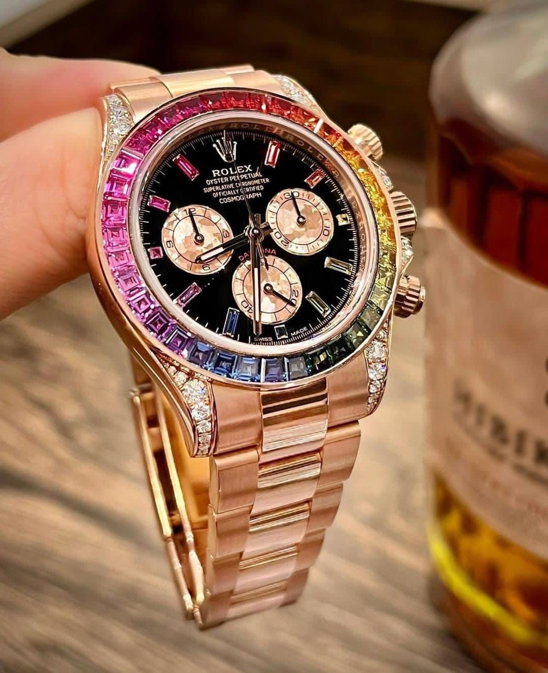 Rolex Daytona Rainbow Rosegold Gold Diamond Watch