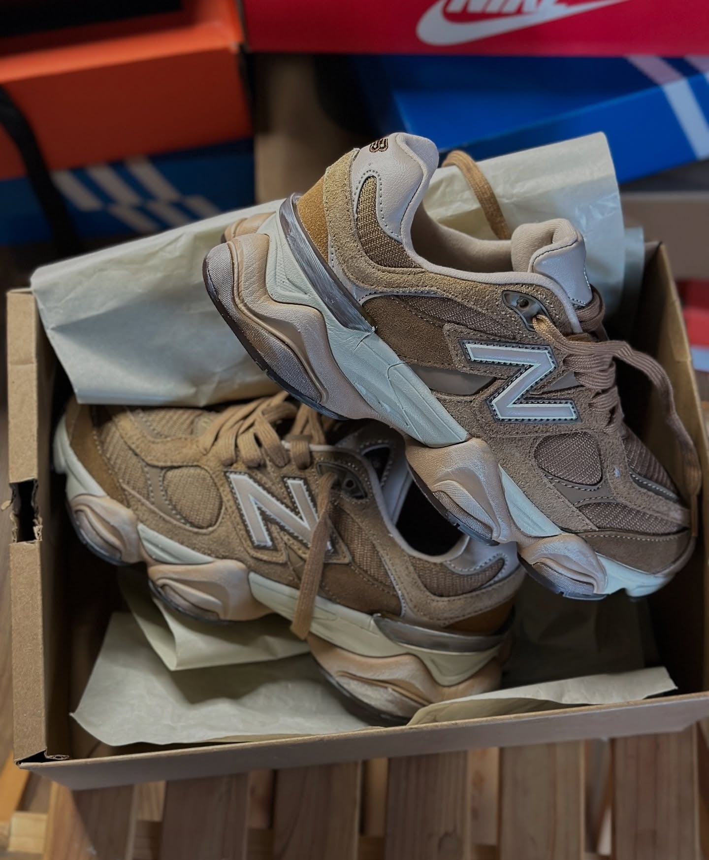 New Balance 9060 Brown Cream Sneakers