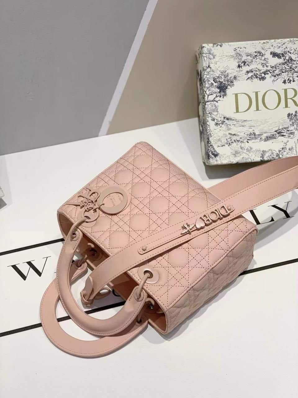 Dior Handbag Lady Classic abc Pink Gold With OG Box