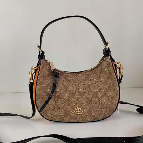 Coach Handbag Kleo Hobo In Signature Canvas With Box &amp; Dust Bag &amp; Sling Belt
