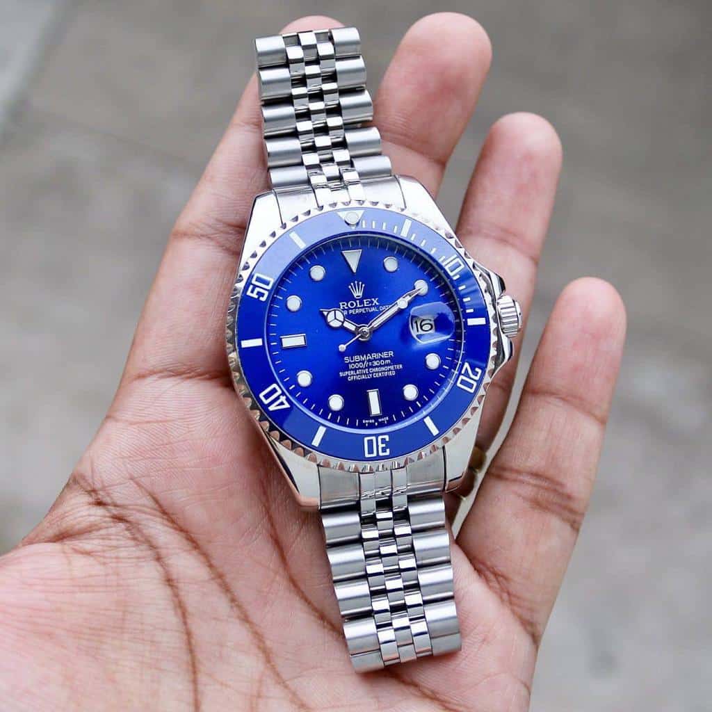 Rolex Watch : Rolex Silver Blue Submariner Watch For Men